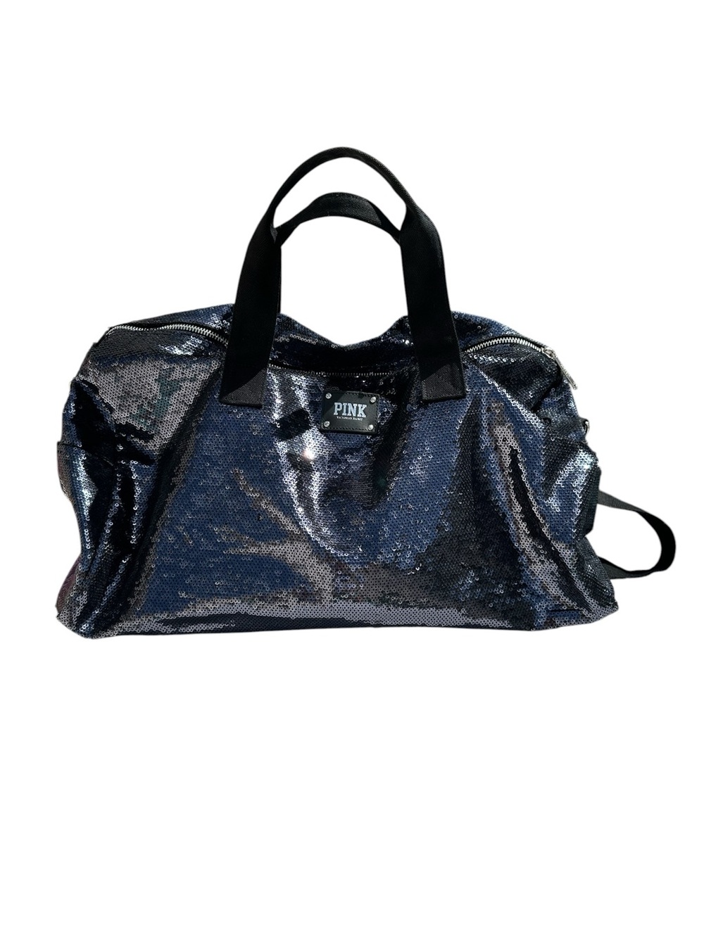 PINK Victoria's Secret Black Sequin Travel Duffel Vintage
